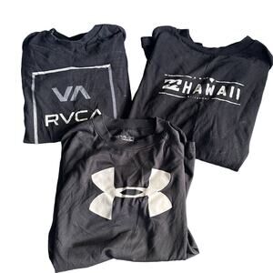 BUNDLE OF 3 RCVA UNDER ARMOUR BILLABONG Crew Neck Black Tee Big Kid Medium